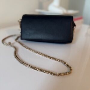 Anthropologie Black Mini Crossbody Bag with Gold Chain ✨